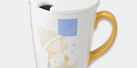 スヌーピーのフタ付マグカップ（ホワイト×ゴールド）| キャステル | CASTEL ディズニー情報