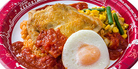 チキンのオーブン焼き、エッグとメキシカンライス添え| キャステル | CASTEL ディズニー情報