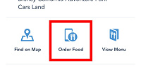 利用したいレストランの詳細ページを開き、「Order Food（注文）」をタップ| キャステル | CASTEL ディズニー情報