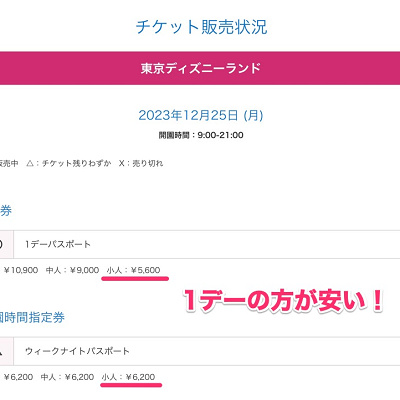 ウィークナイトパスポートとワンデーパスポートの注意点