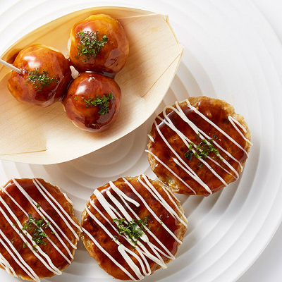 ユニバーサルポート朝食のたこやきとお好み焼き