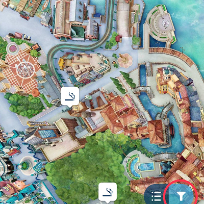 ディズニーシーのアプリ上でフィルターのかけかた