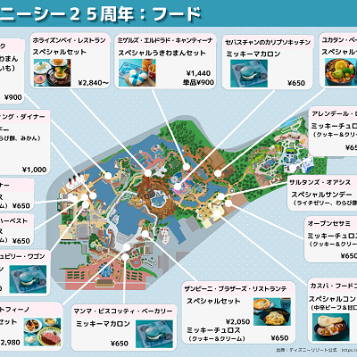ディズニーシー25周年フードマップ
