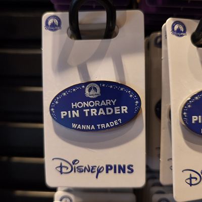 アナハイムディズニーのピンバッジ：キャストネームタグ風
