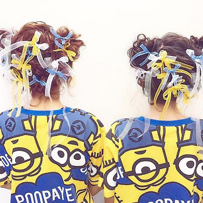 リボン編み込みヘア