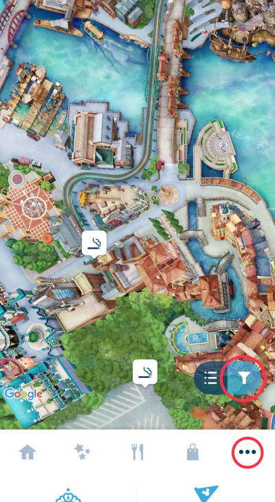 ディズニーシーのアプリ上でフィルターのかけかた