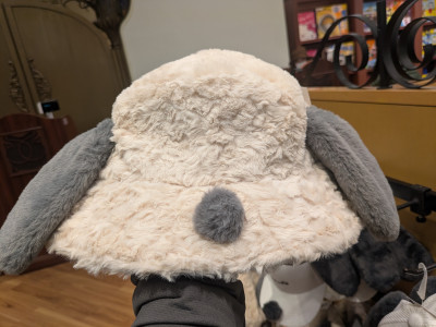 スヌーピー耳付きふわふわバケットハット