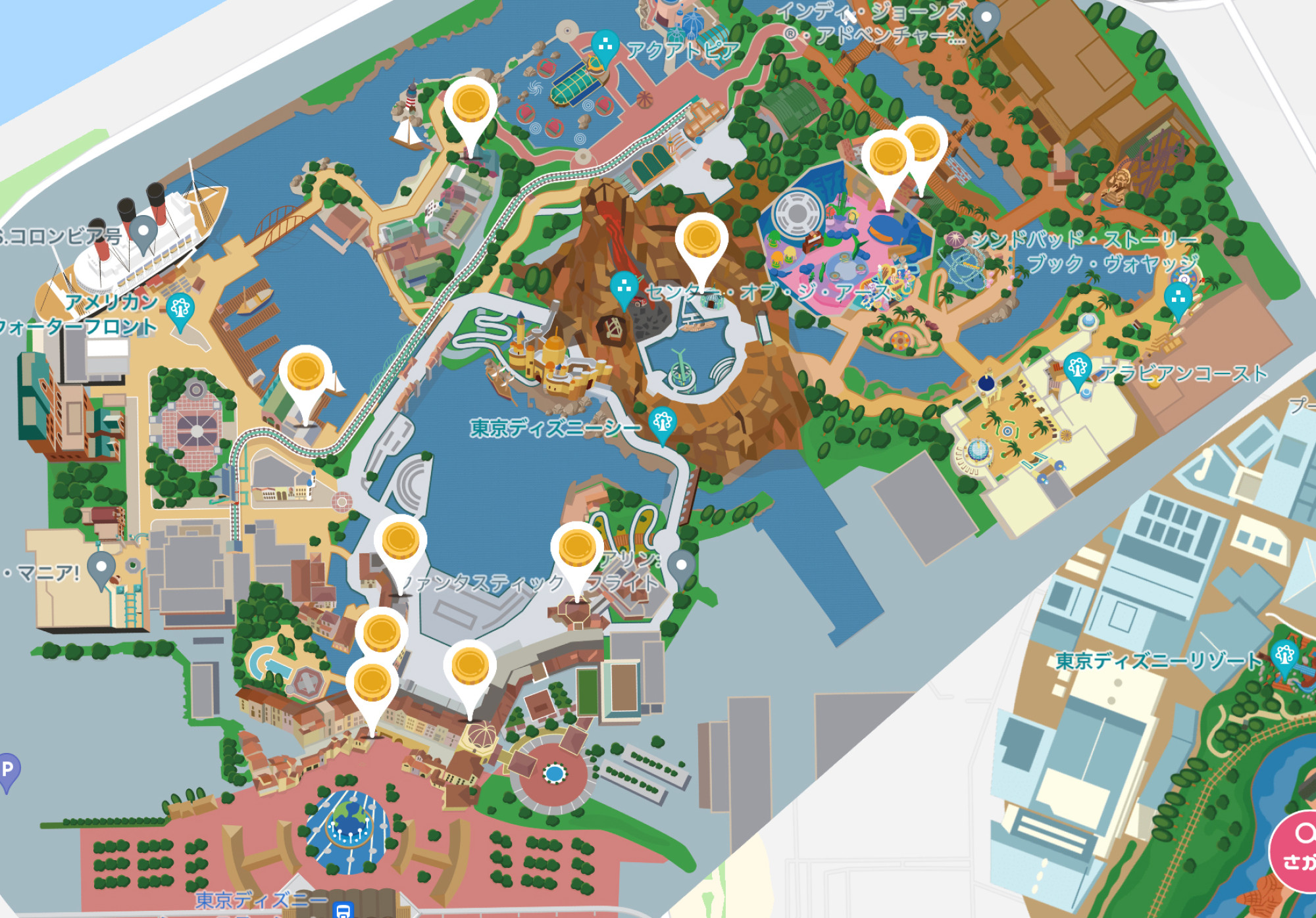 スーベニアメダルを作成できる場所マップ キャステル Castel ディズニー情報