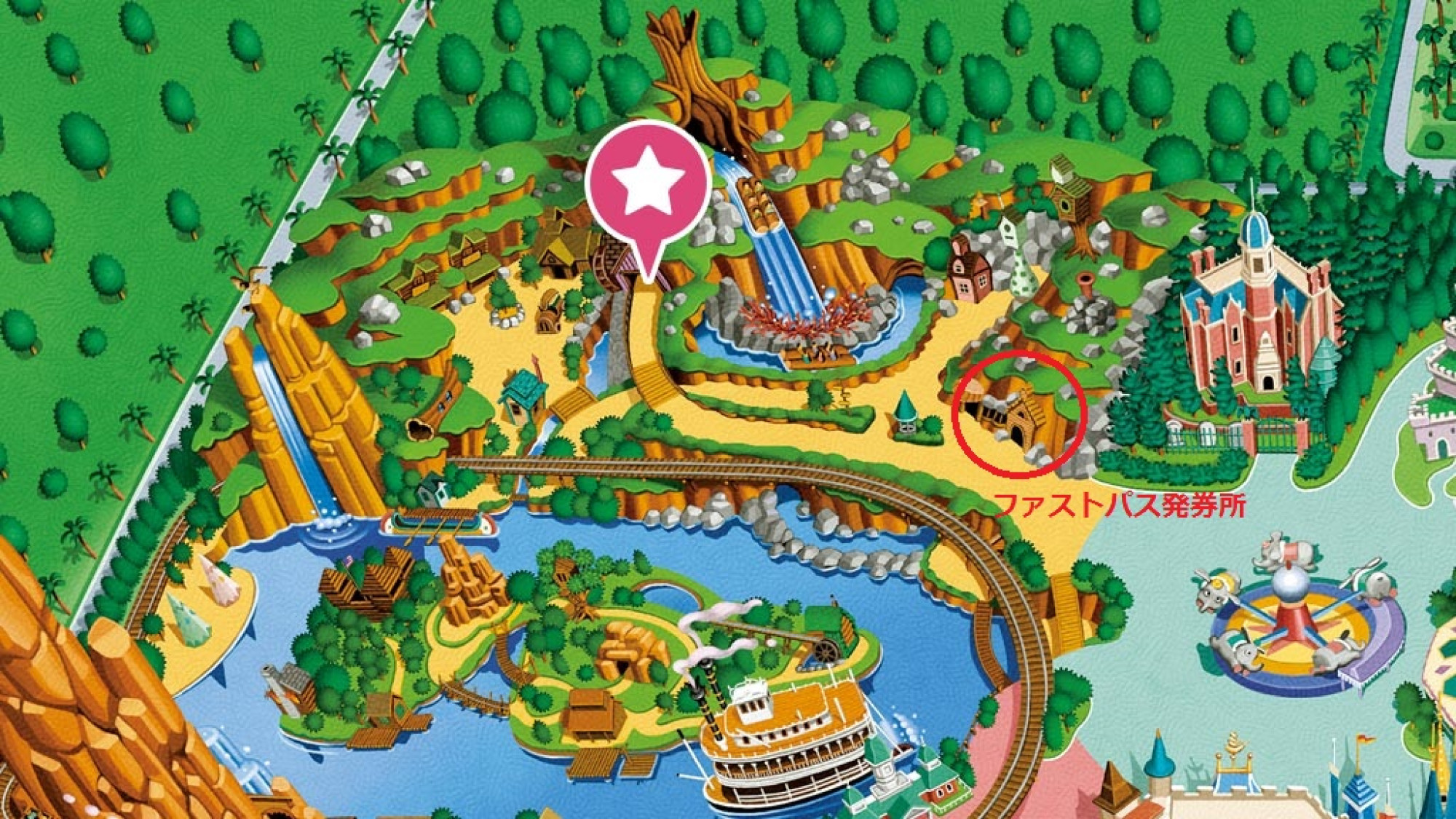 スプラッシュ マウンテンのファストパス発券所 キャステル Castel ディズニー情報