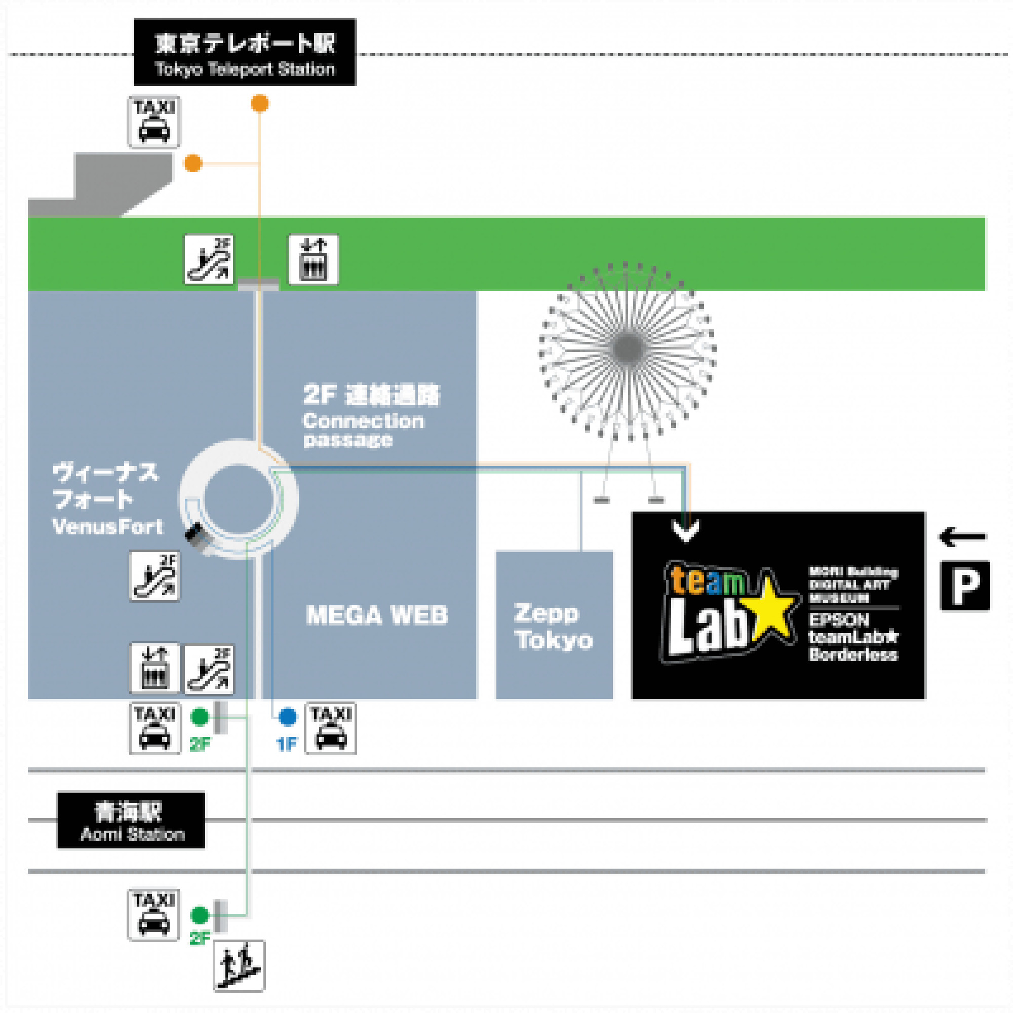 チームラボ ボーダレスお台場 アクセス キャステル Castel ディズニー情報