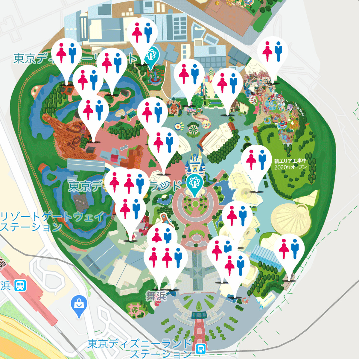 ディズニーランドトイレマップ キャステル Castel ディズニー情報