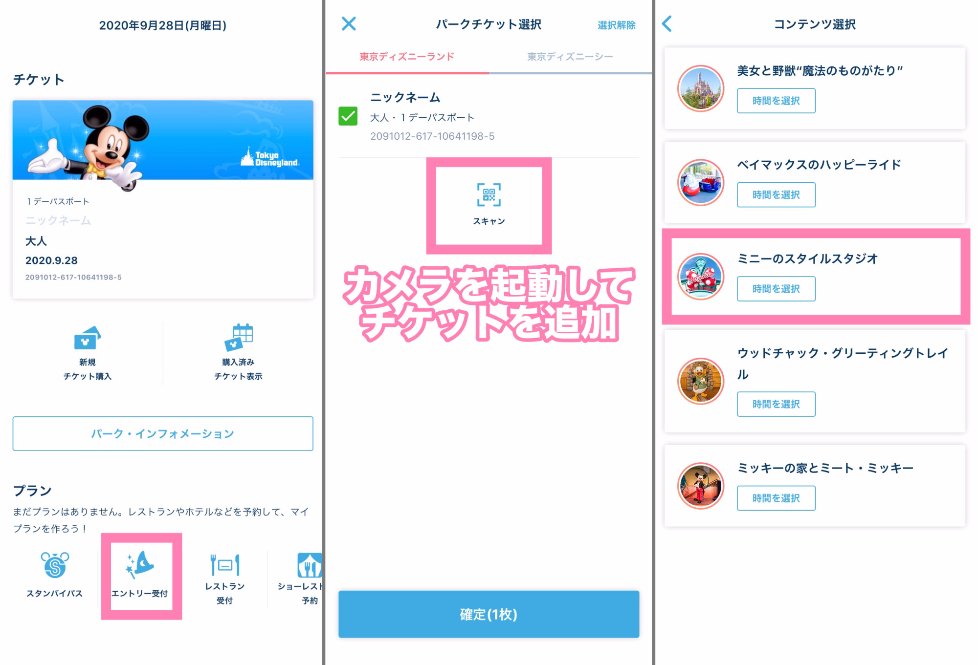 エントリー受付のやり方 キャステル Castel ディズニー情報