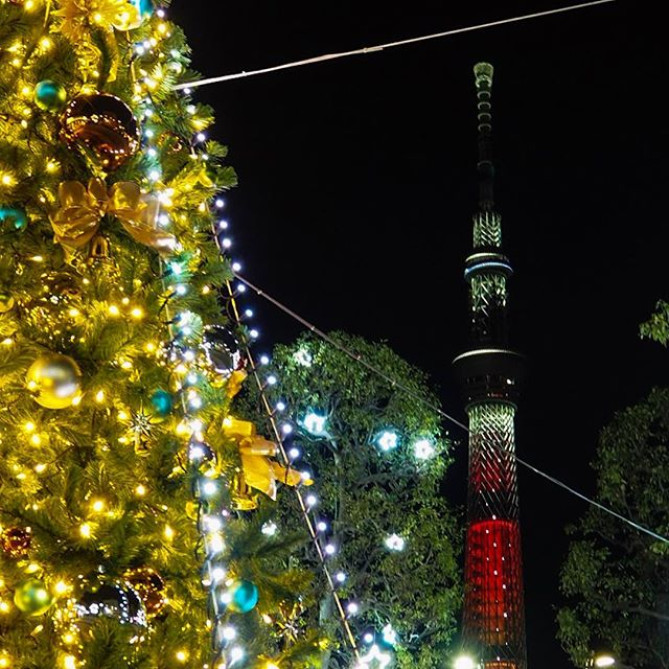 東京スカイツリーのクリスマスライトアップ