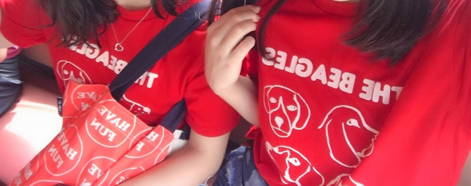 「ビートルズ風、ビーグルズTシャツ」（アラヤモール内ARTWORKにて800円）