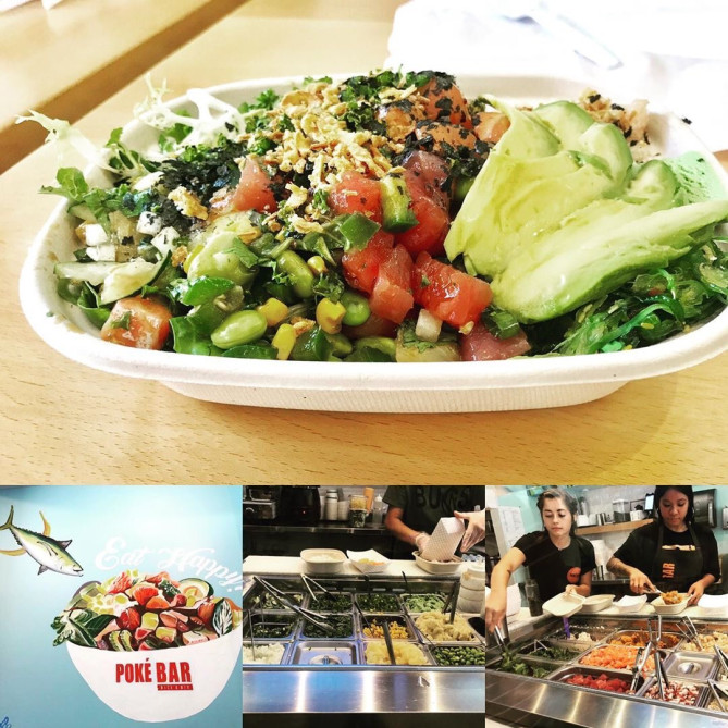 新鮮で野菜たっぷりのアヒポケ丼