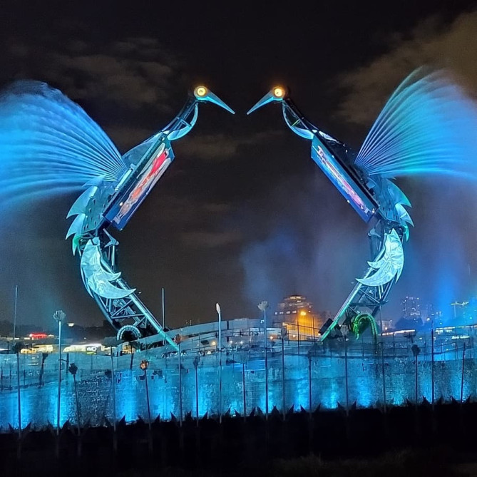 大迫力のクレーンダンス