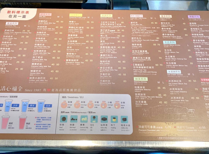 カウンターメニュー 